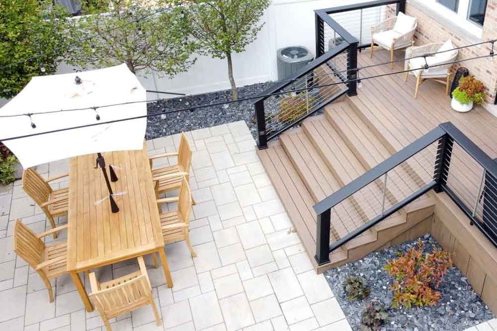 Cohesive outdoor living space with coordinated design elements