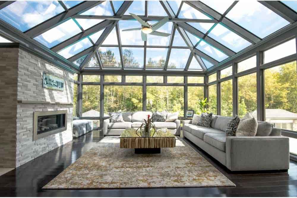 Bright sunroom designed for year-round comfort
